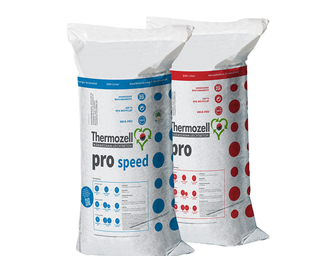 Thermozell Wärmedämm-Leichtbeton pro und speed Granulat